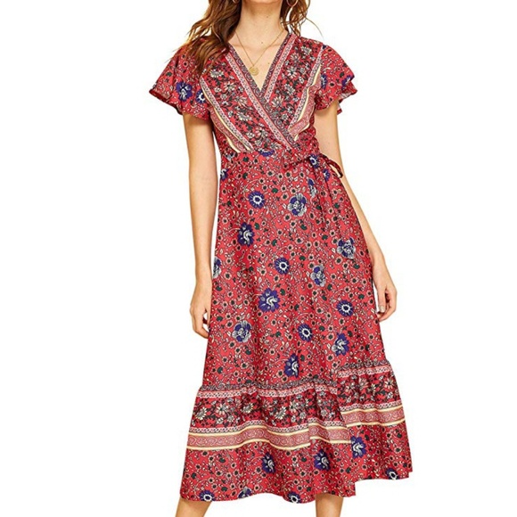 C.C. Boutique Dresses & Skirts - NWT Summer Print Floral Maxi Peasant Dress
